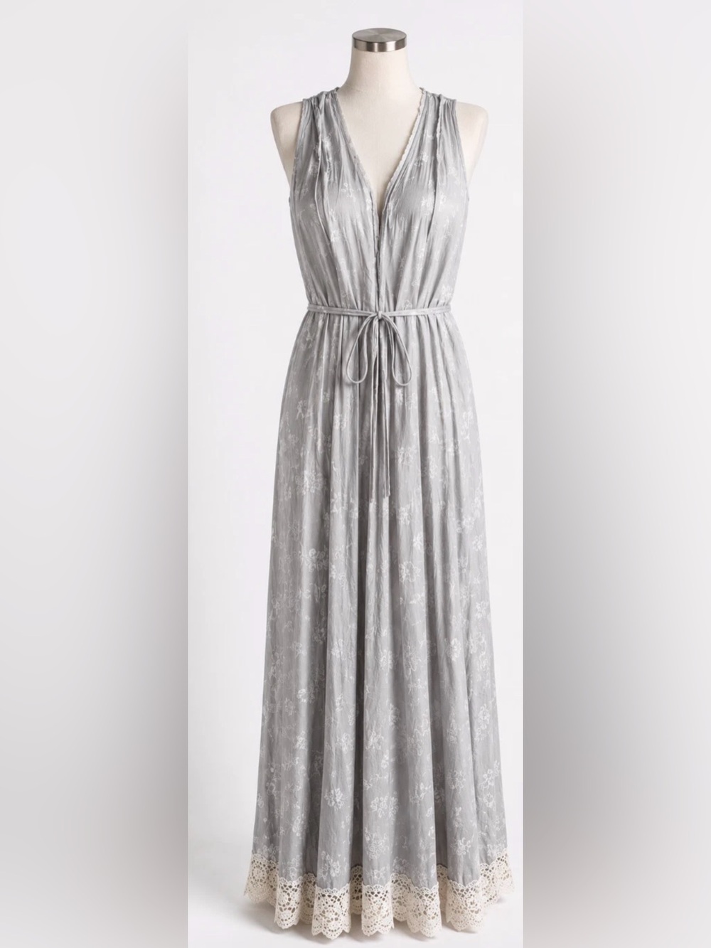 FREE PEOPLE INTIMATELY GRAY WHAT'S GOOD ROBE DUSTER LACE PRINTED OB1546630 SZ XS